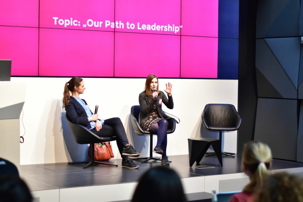 DAM_1882 Photo of two speakers on stage at Womenize! 2016